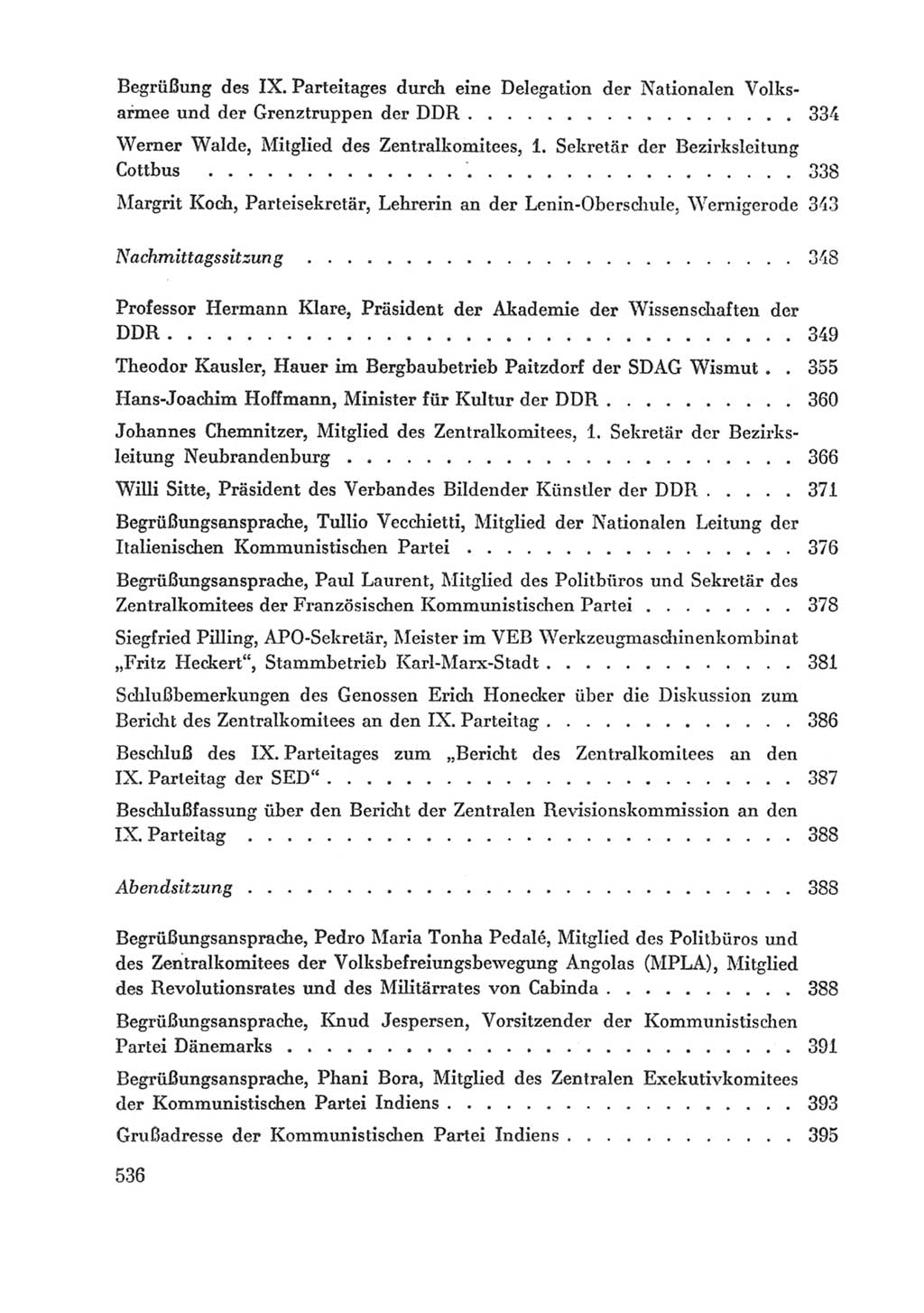 Protokoll der Verhandlungen des Ⅸ. Parteitages der Sozialistischen Einheitspartei Deutschlands (SED) [Deutsche Demokratische Republik (DDR)] 1976, Band 1, Seite 536 (Prot. Verh. Ⅸ. PT SED DDR 1976, Bd. 1, S. 536)