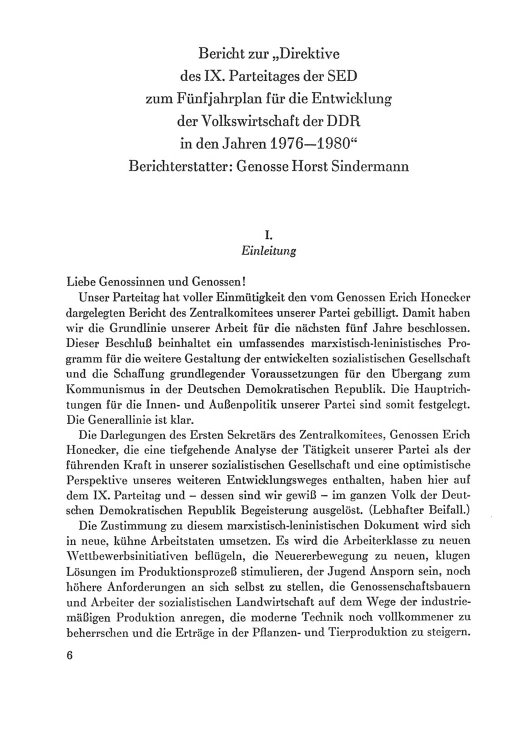Protokoll der Verhandlungen des Ⅸ. Parteitages der Sozialistischen Einheitspartei Deutschlands (SED) [Deutsche Demokratische Republik (DDR)] 1976, Band 2, Seite 6 (Prot. Verh. Ⅸ. PT SED DDR 1976, Bd. 2, S. 6)
