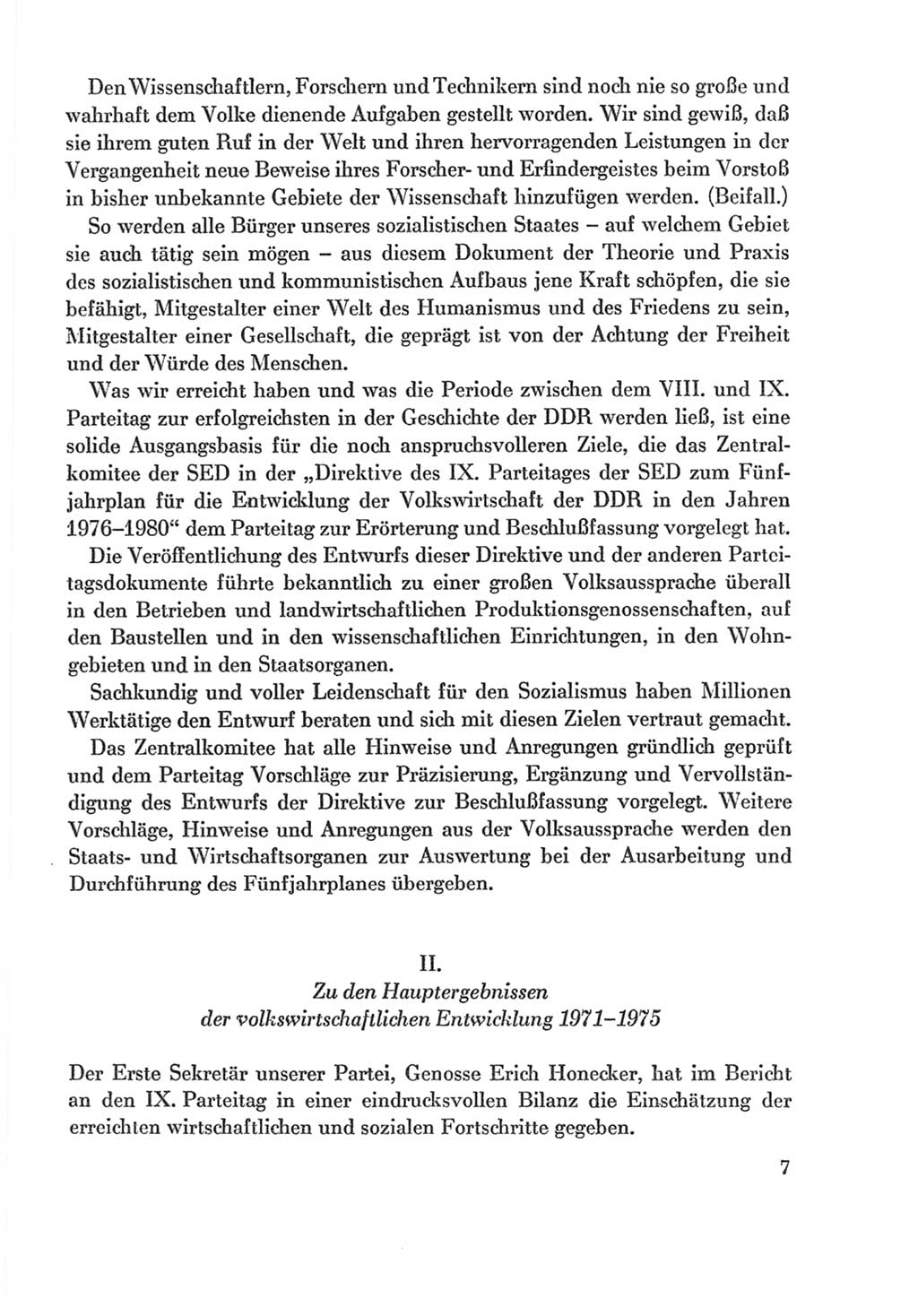 Protokoll der Verhandlungen des Ⅸ. Parteitages der Sozialistischen Einheitspartei Deutschlands (SED) [Deutsche Demokratische Republik (DDR)] 1976, Band 2, Seite 7 (Prot. Verh. Ⅸ. PT SED DDR 1976, Bd. 2, S. 7)