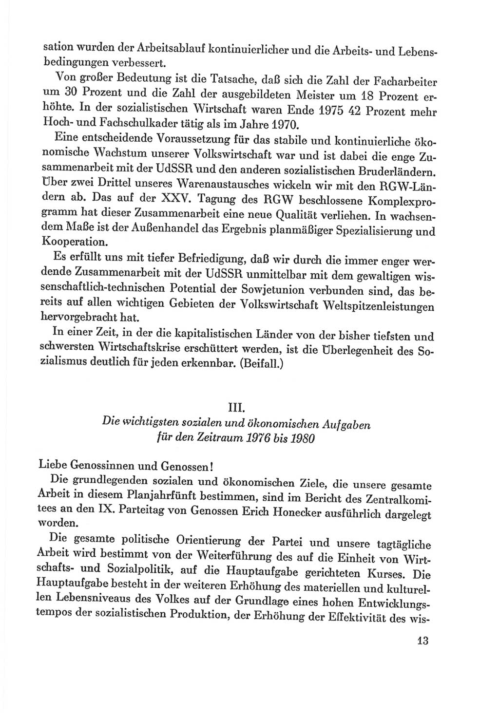 Protokoll der Verhandlungen des Ⅸ. Parteitages der Sozialistischen Einheitspartei Deutschlands (SED) [Deutsche Demokratische Republik (DDR)] 1976, Band 2, Seite 13 (Prot. Verh. Ⅸ. PT SED DDR 1976, Bd. 2, S. 13)