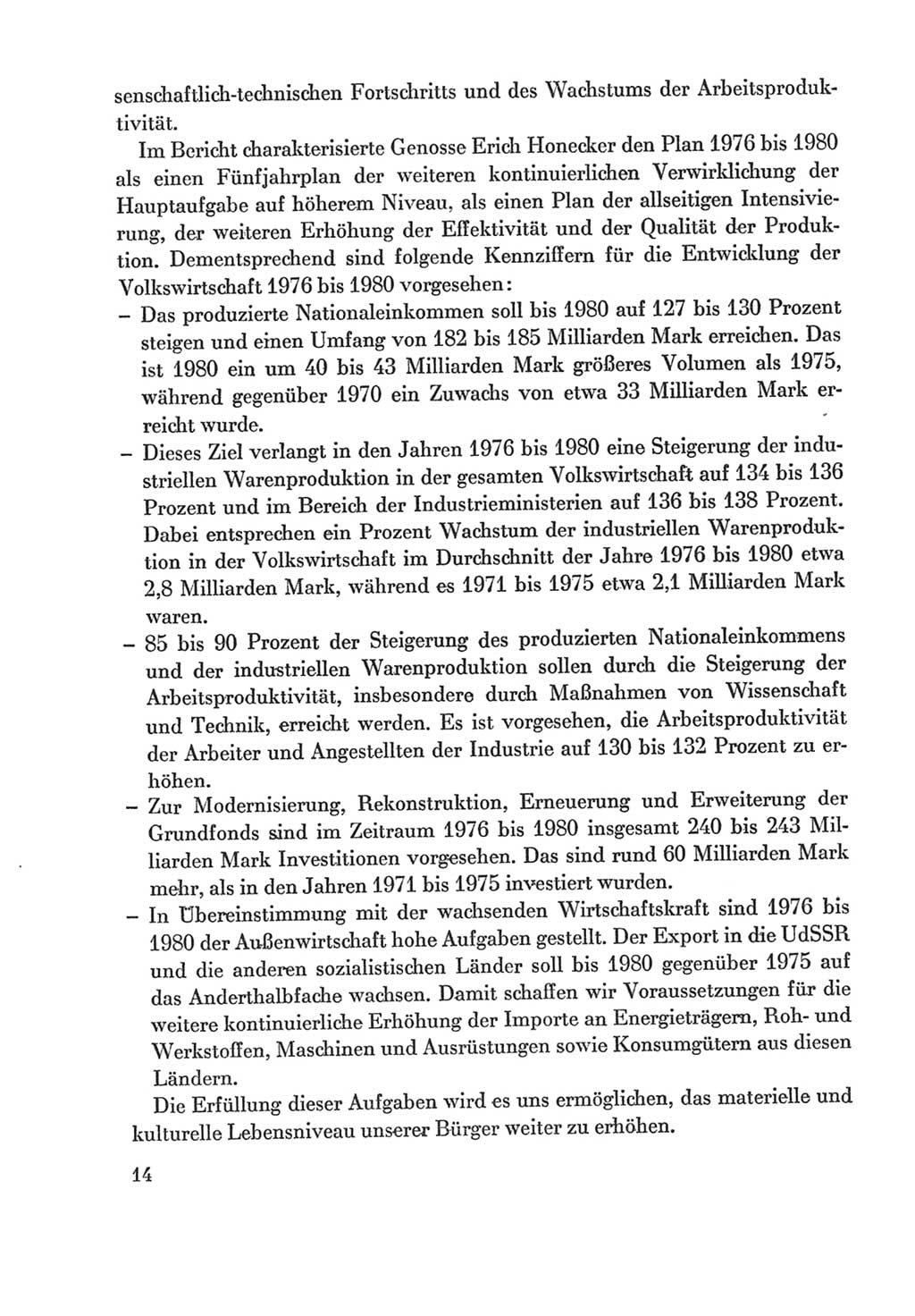 Protokoll der Verhandlungen des Ⅸ. Parteitages der Sozialistischen Einheitspartei Deutschlands (SED) [Deutsche Demokratische Republik (DDR)] 1976, Band 2, Seite 14 (Prot. Verh. Ⅸ. PT SED DDR 1976, Bd. 2, S. 14)