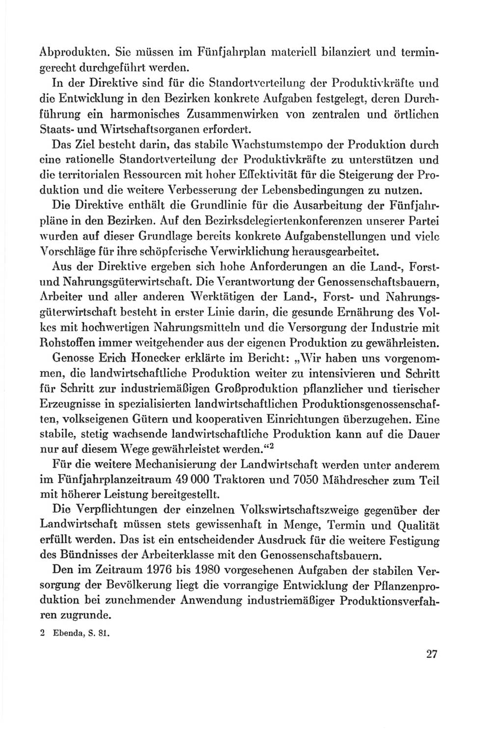 Protokoll der Verhandlungen des Ⅸ. Parteitages der Sozialistischen Einheitspartei Deutschlands (SED) [Deutsche Demokratische Republik (DDR)] 1976, Band 2, Seite 27 (Prot. Verh. Ⅸ. PT SED DDR 1976, Bd. 2, S. 27)