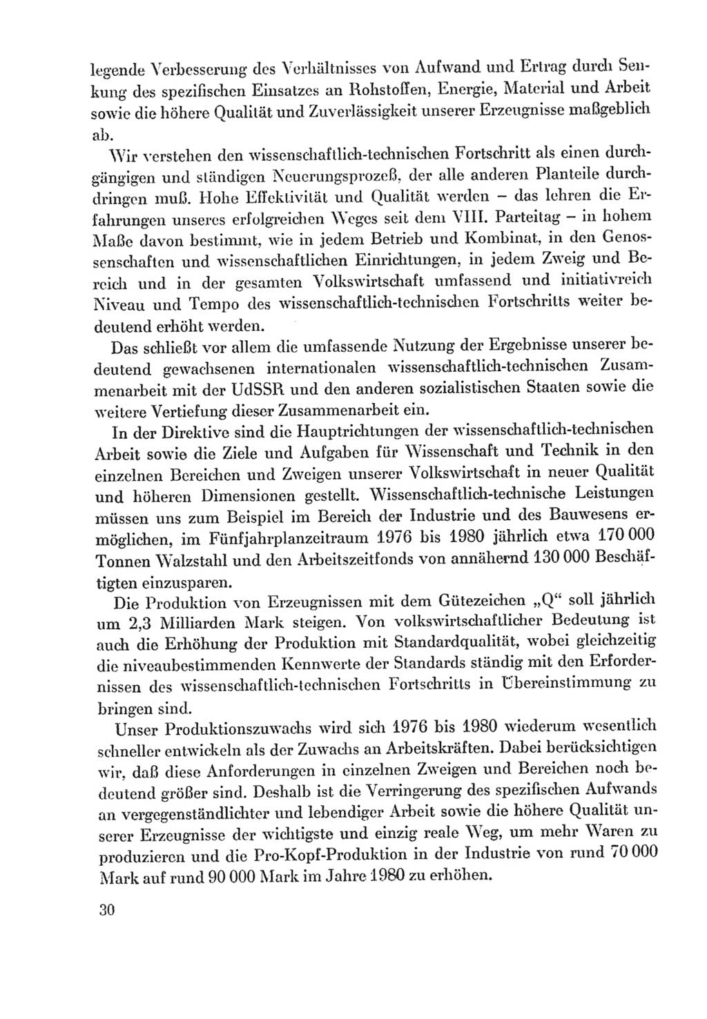 Protokoll der Verhandlungen des Ⅸ. Parteitages der Sozialistischen Einheitspartei Deutschlands (SED) [Deutsche Demokratische Republik (DDR)] 1976, Band 2, Seite 30 (Prot. Verh. Ⅸ. PT SED DDR 1976, Bd. 2, S. 30)