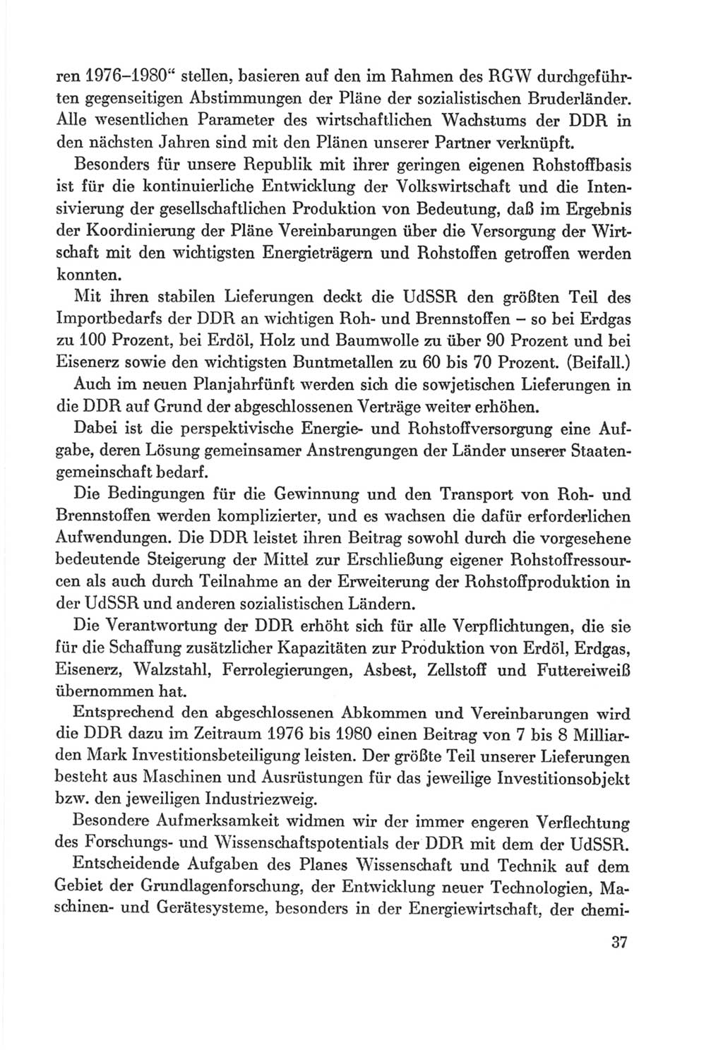 Protokoll der Verhandlungen des Ⅸ. Parteitages der Sozialistischen Einheitspartei Deutschlands (SED) [Deutsche Demokratische Republik (DDR)] 1976, Band 2, Seite 37 (Prot. Verh. Ⅸ. PT SED DDR 1976, Bd. 2, S. 37)