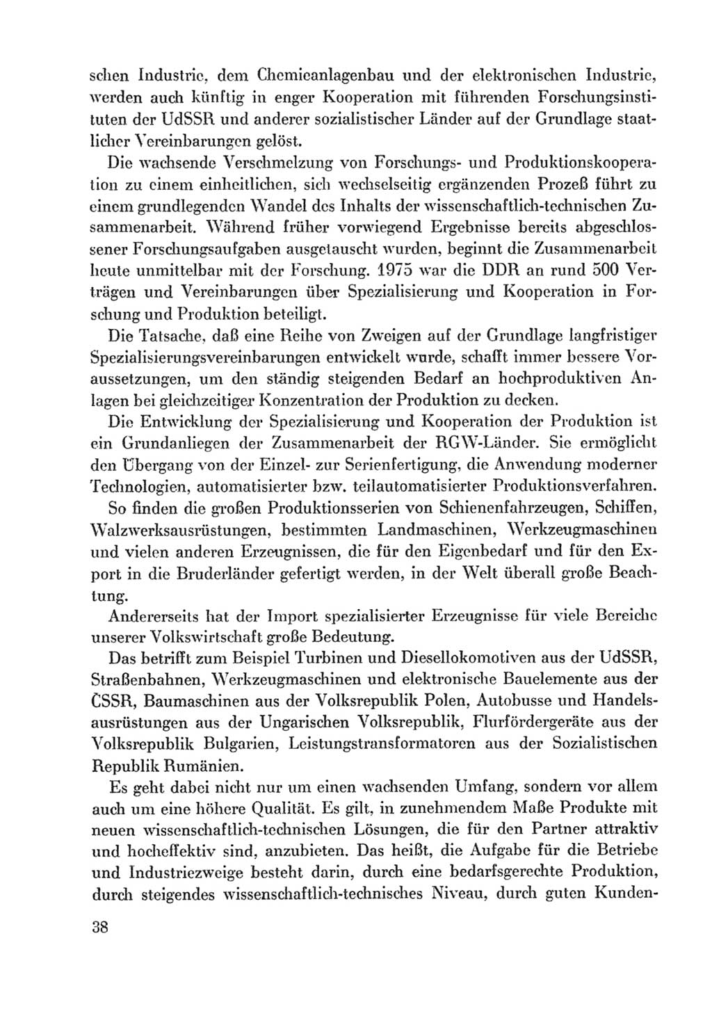 Protokoll der Verhandlungen des Ⅸ. Parteitages der Sozialistischen Einheitspartei Deutschlands (SED) [Deutsche Demokratische Republik (DDR)] 1976, Band 2, Seite 38 (Prot. Verh. Ⅸ. PT SED DDR 1976, Bd. 2, S. 38)