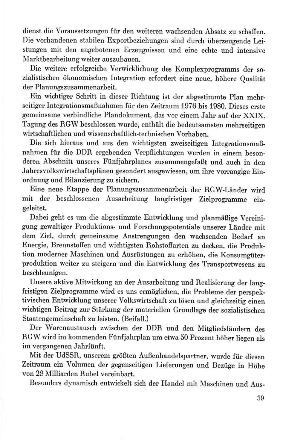 Protokoll der Verhandlungen des Ⅸ. Parteitages der Sozialistischen Einheitspartei Deutschlands (SED) [Deutsche Demokratische Republik (DDR)] 1976, Band 2, Seite 39 (Prot. Verh. Ⅸ. PT SED DDR 1976, Bd. 2, S. 39)