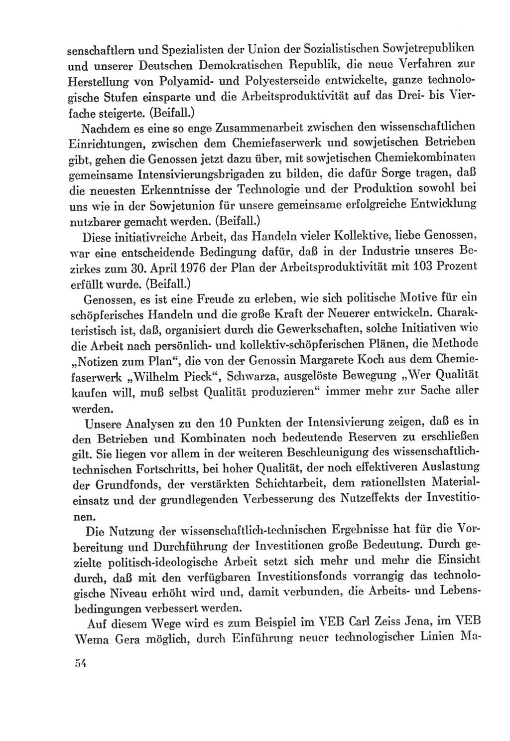 Protokoll der Verhandlungen des Ⅸ. Parteitages der Sozialistischen Einheitspartei Deutschlands (SED) [Deutsche Demokratische Republik (DDR)] 1976, Band 2, Seite 54 (Prot. Verh. Ⅸ. PT SED DDR 1976, Bd. 2, S. 54)