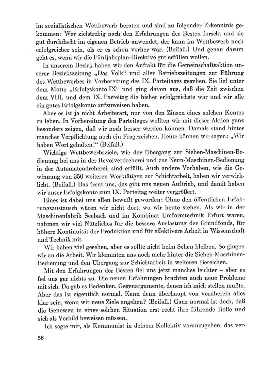 Protokoll der Verhandlungen des Ⅸ. Parteitages der Sozialistischen Einheitspartei Deutschlands (SED) [Deutsche Demokratische Republik (DDR)] 1976, Band 2, Seite 56 (Prot. Verh. Ⅸ. PT SED DDR 1976, Bd. 2, S. 56)