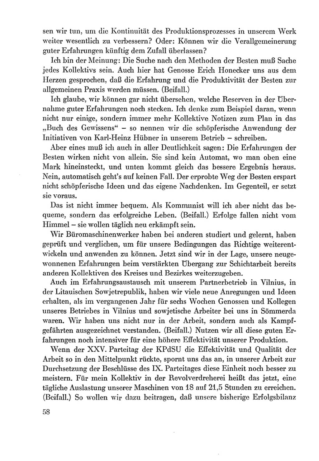 Protokoll der Verhandlungen des Ⅸ. Parteitages der Sozialistischen Einheitspartei Deutschlands (SED) [Deutsche Demokratische Republik (DDR)] 1976, Band 2, Seite 58 (Prot. Verh. Ⅸ. PT SED DDR 1976, Bd. 2, S. 58)