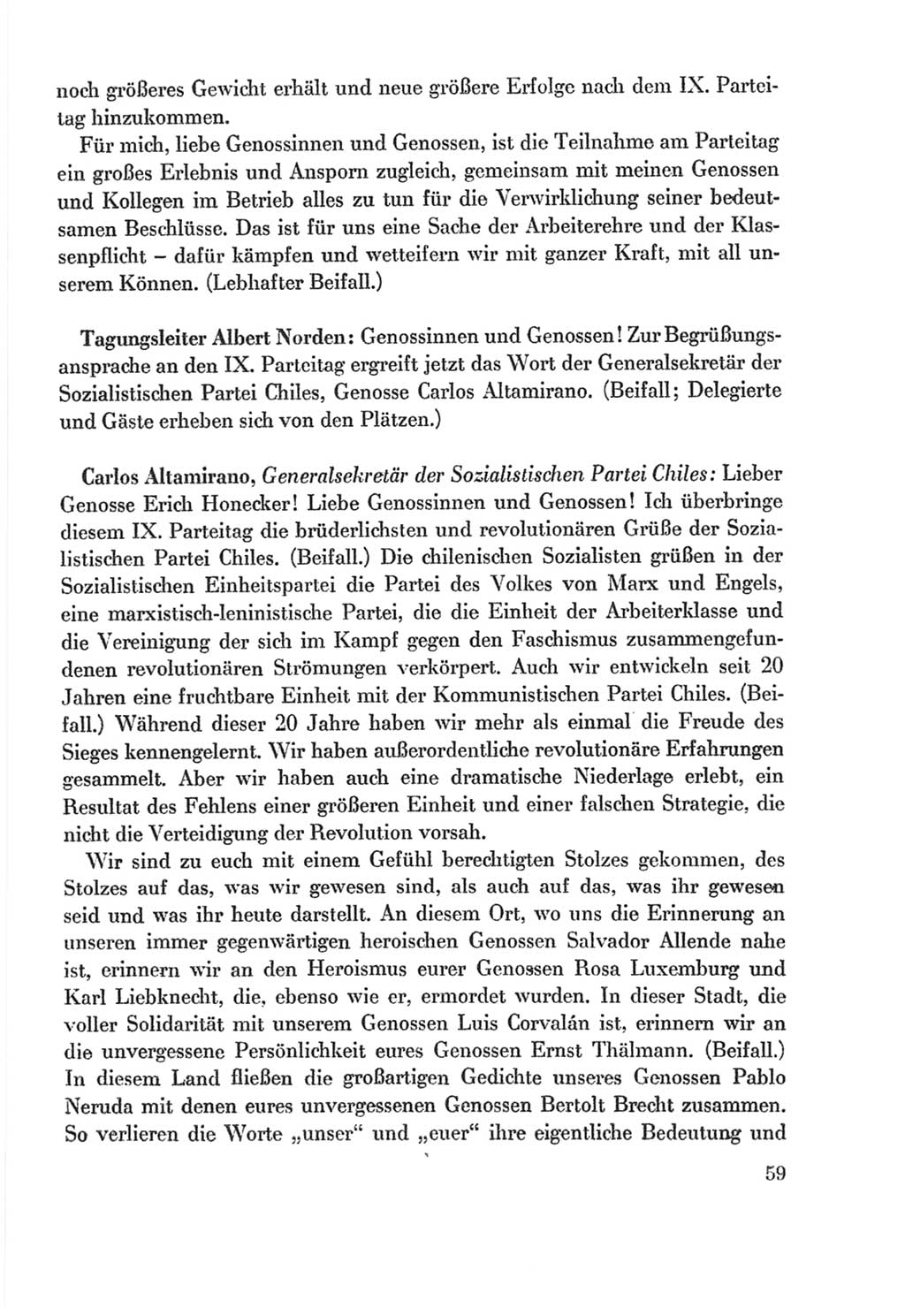 Protokoll der Verhandlungen des Ⅸ. Parteitages der Sozialistischen Einheitspartei Deutschlands (SED) [Deutsche Demokratische Republik (DDR)] 1976, Band 2, Seite 59 (Prot. Verh. Ⅸ. PT SED DDR 1976, Bd. 2, S. 59)