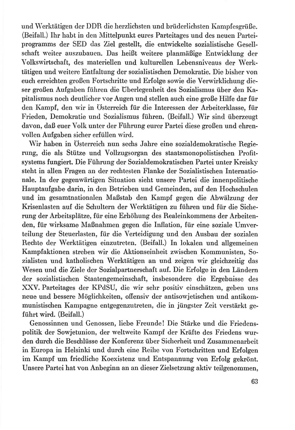 Protokoll der Verhandlungen des Ⅸ. Parteitages der Sozialistischen Einheitspartei Deutschlands (SED) [Deutsche Demokratische Republik (DDR)] 1976, Band 2, Seite 63 (Prot. Verh. Ⅸ. PT SED DDR 1976, Bd. 2, S. 63)