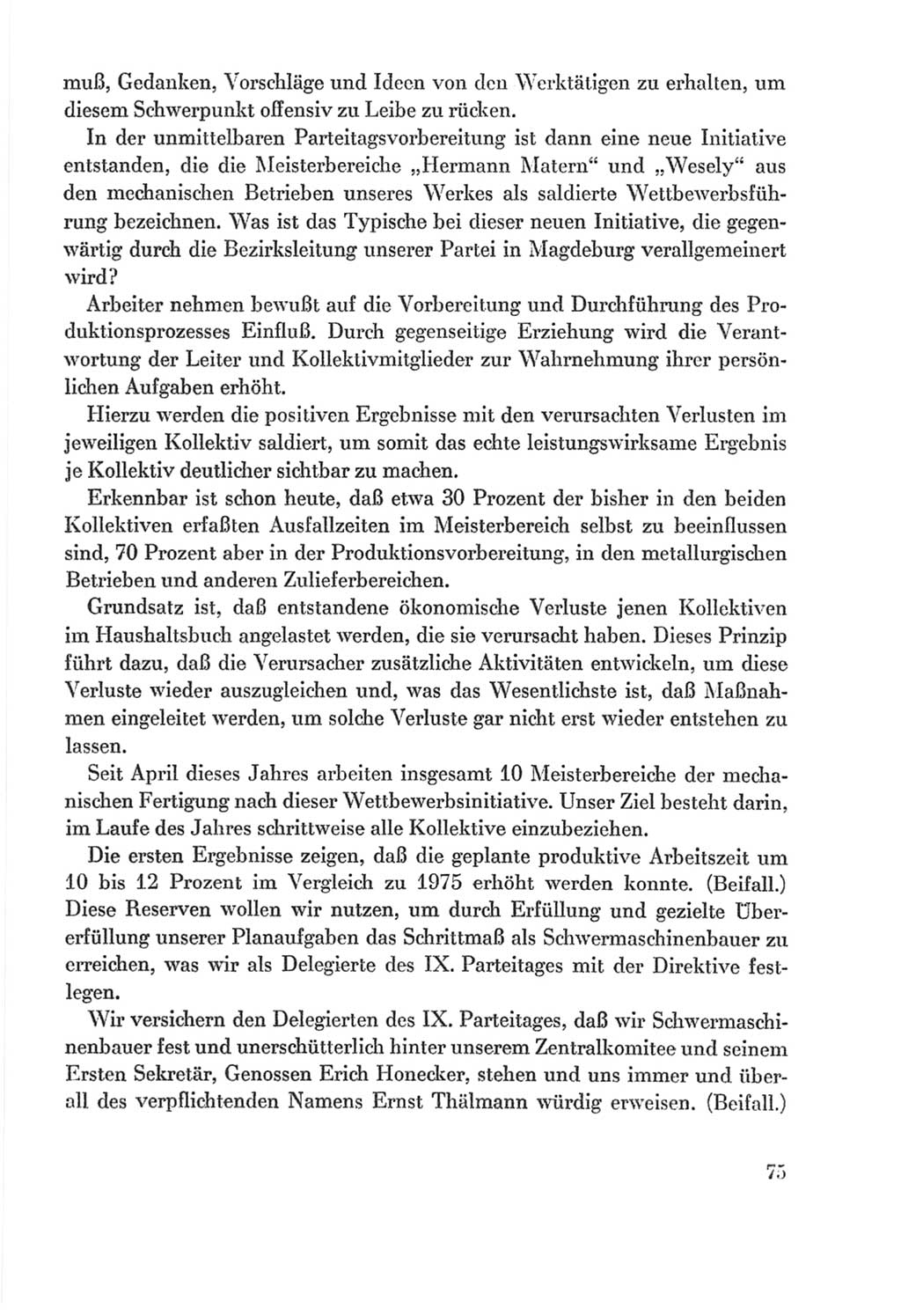 Protokoll der Verhandlungen des Ⅸ. Parteitages der Sozialistischen Einheitspartei Deutschlands (SED) [Deutsche Demokratische Republik (DDR)] 1976, Band 2, Seite 75 (Prot. Verh. Ⅸ. PT SED DDR 1976, Bd. 2, S. 75)