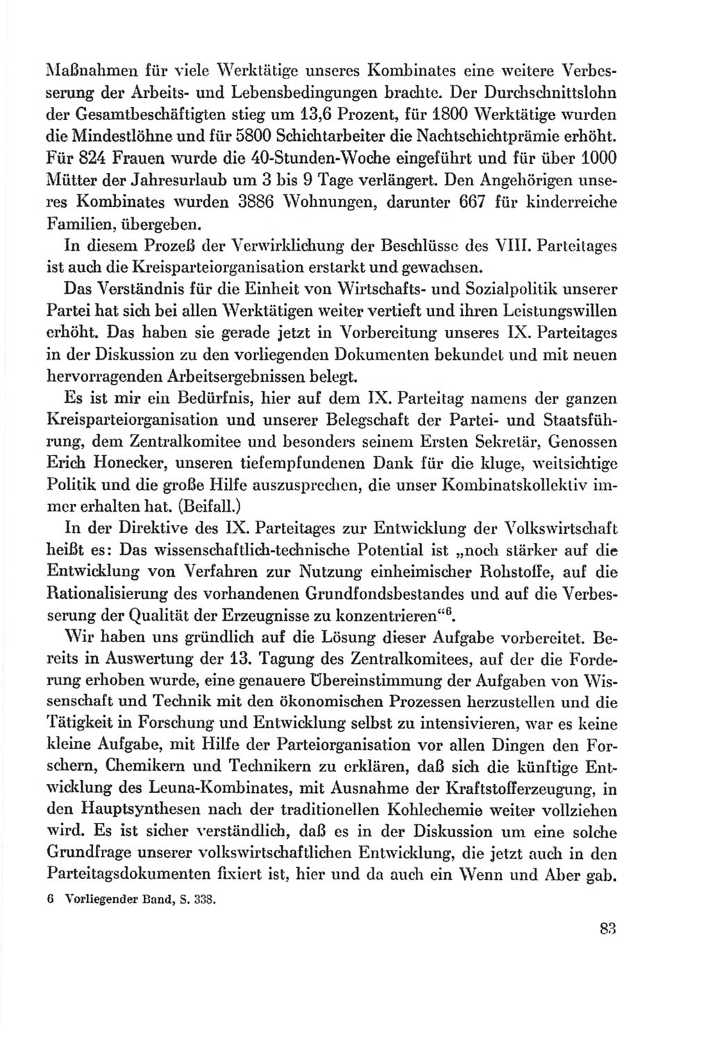 Protokoll der Verhandlungen des Ⅸ. Parteitages der Sozialistischen Einheitspartei Deutschlands (SED) [Deutsche Demokratische Republik (DDR)] 1976, Band 2, Seite 83 (Prot. Verh. Ⅸ. PT SED DDR 1976, Bd. 2, S. 83)
