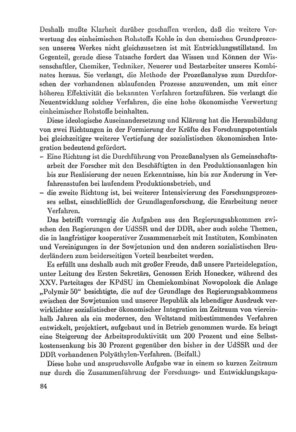 Protokoll der Verhandlungen des Ⅸ. Parteitages der Sozialistischen Einheitspartei Deutschlands (SED) [Deutsche Demokratische Republik (DDR)] 1976, Band 2, Seite 84 (Prot. Verh. Ⅸ. PT SED DDR 1976, Bd. 2, S. 84)
