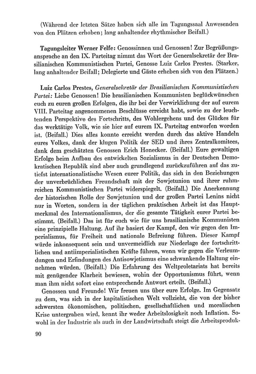 Protokoll der Verhandlungen des Ⅸ. Parteitages der Sozialistischen Einheitspartei Deutschlands (SED) [Deutsche Demokratische Republik (DDR)] 1976, Band 2, Seite 90 (Prot. Verh. Ⅸ. PT SED DDR 1976, Bd. 2, S. 90)
