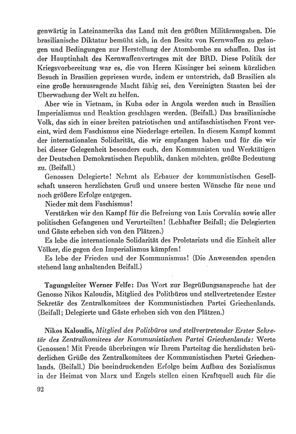 Protokoll der Verhandlungen des Ⅸ. Parteitages der Sozialistischen Einheitspartei Deutschlands (SED) [Deutsche Demokratische Republik (DDR)] 1976, Band 2, Seite 92 (Prot. Verh. Ⅸ. PT SED DDR 1976, Bd. 2, S. 92)