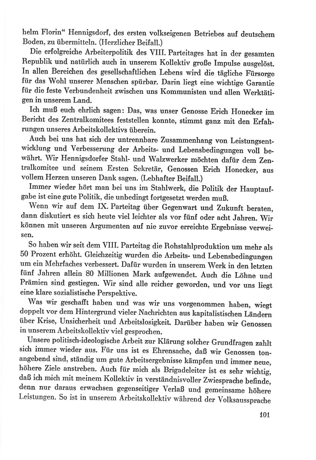 Protokoll der Verhandlungen des Ⅸ. Parteitages der Sozialistischen Einheitspartei Deutschlands (SED) [Deutsche Demokratische Republik (DDR)] 1976, Band 2, Seite 101 (Prot. Verh. Ⅸ. PT SED DDR 1976, Bd. 2, S. 101)
