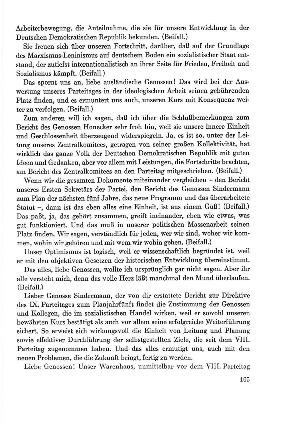 Protokoll der Verhandlungen des Ⅸ. Parteitages der Sozialistischen Einheitspartei Deutschlands (SED) [Deutsche Demokratische Republik (DDR)] 1976, Band 2, Seite 105 (Prot. Verh. Ⅸ. PT SED DDR 1976, Bd. 2, S. 105)