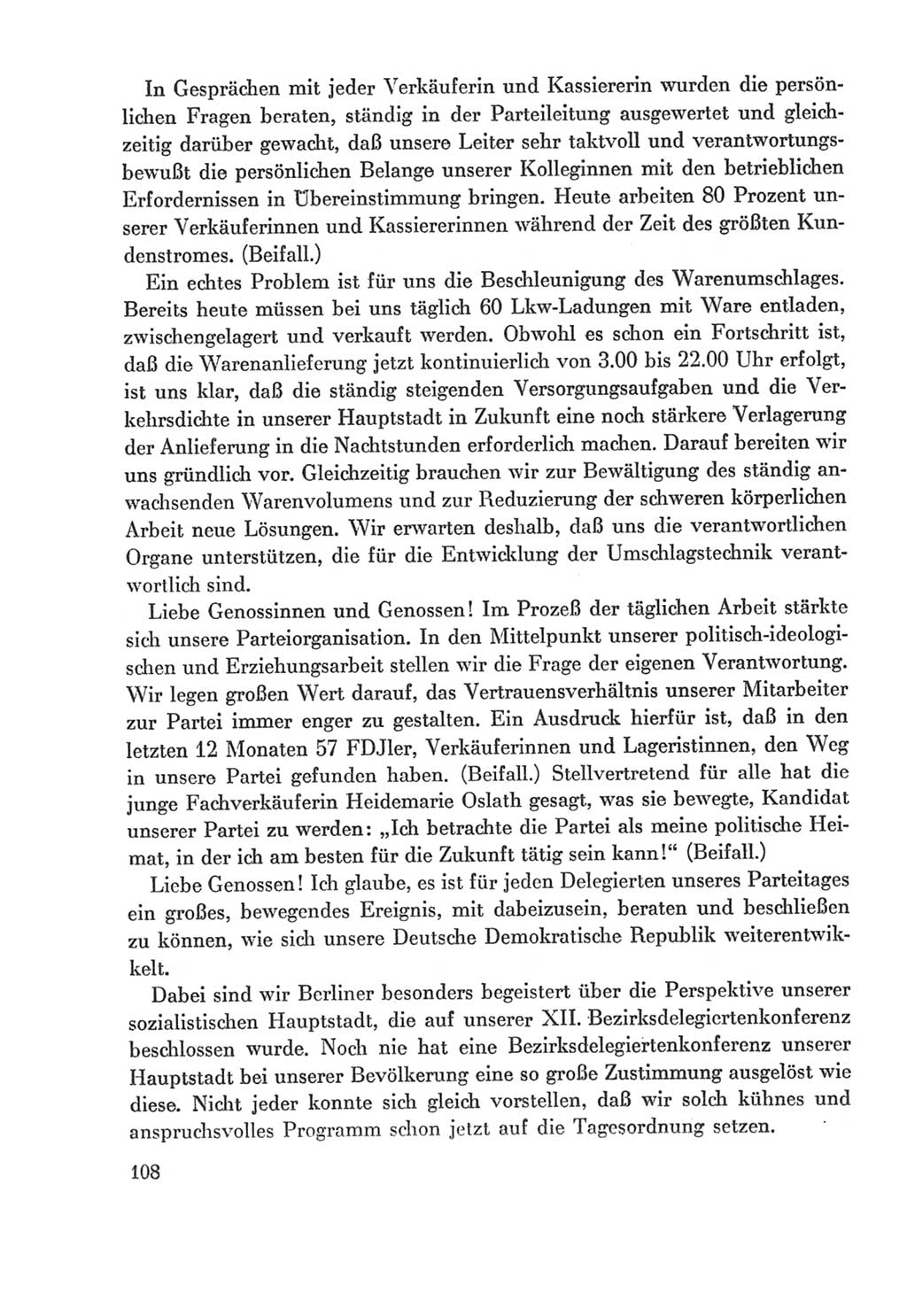 Protokoll der Verhandlungen des Ⅸ. Parteitages der Sozialistischen Einheitspartei Deutschlands (SED) [Deutsche Demokratische Republik (DDR)] 1976, Band 2, Seite 108 (Prot. Verh. Ⅸ. PT SED DDR 1976, Bd. 2, S. 108)
