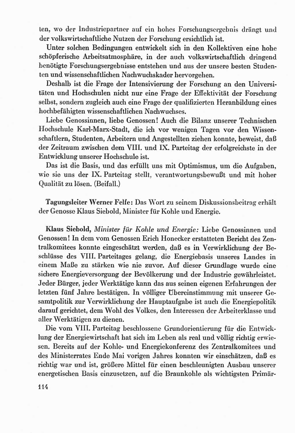 Protokoll der Verhandlungen des Ⅸ. Parteitages der Sozialistischen Einheitspartei Deutschlands (SED) [Deutsche Demokratische Republik (DDR)] 1976, Band 2, Seite 114 (Prot. Verh. Ⅸ. PT SED DDR 1976, Bd. 2, S. 114)