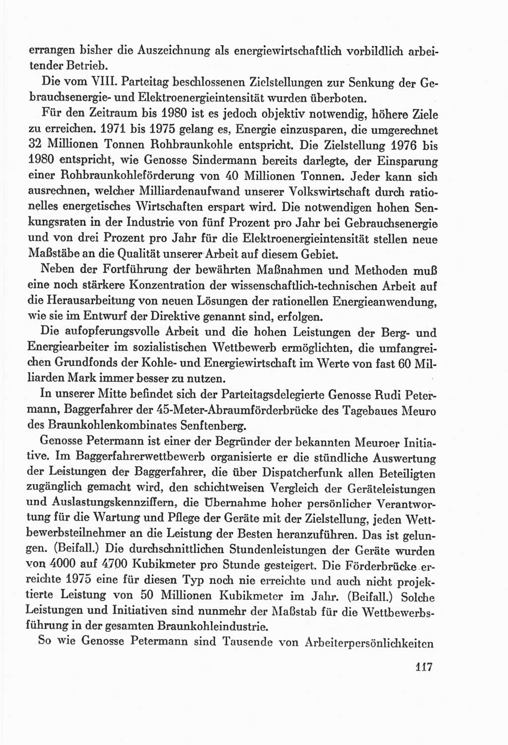 Protokoll der Verhandlungen des Ⅸ. Parteitages der Sozialistischen Einheitspartei Deutschlands (SED) [Deutsche Demokratische Republik (DDR)] 1976, Band 2, Seite 117 (Prot. Verh. Ⅸ. PT SED DDR 1976, Bd. 2, S. 117)