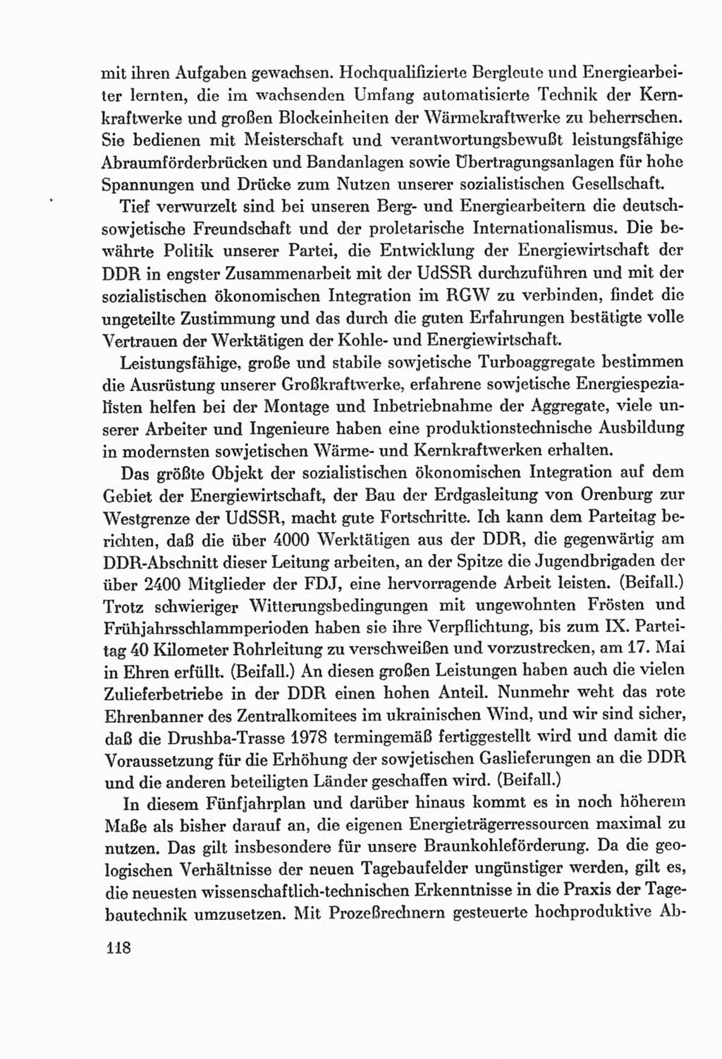 Protokoll der Verhandlungen des Ⅸ. Parteitages der Sozialistischen Einheitspartei Deutschlands (SED) [Deutsche Demokratische Republik (DDR)] 1976, Band 2, Seite 118 (Prot. Verh. Ⅸ. PT SED DDR 1976, Bd. 2, S. 118)