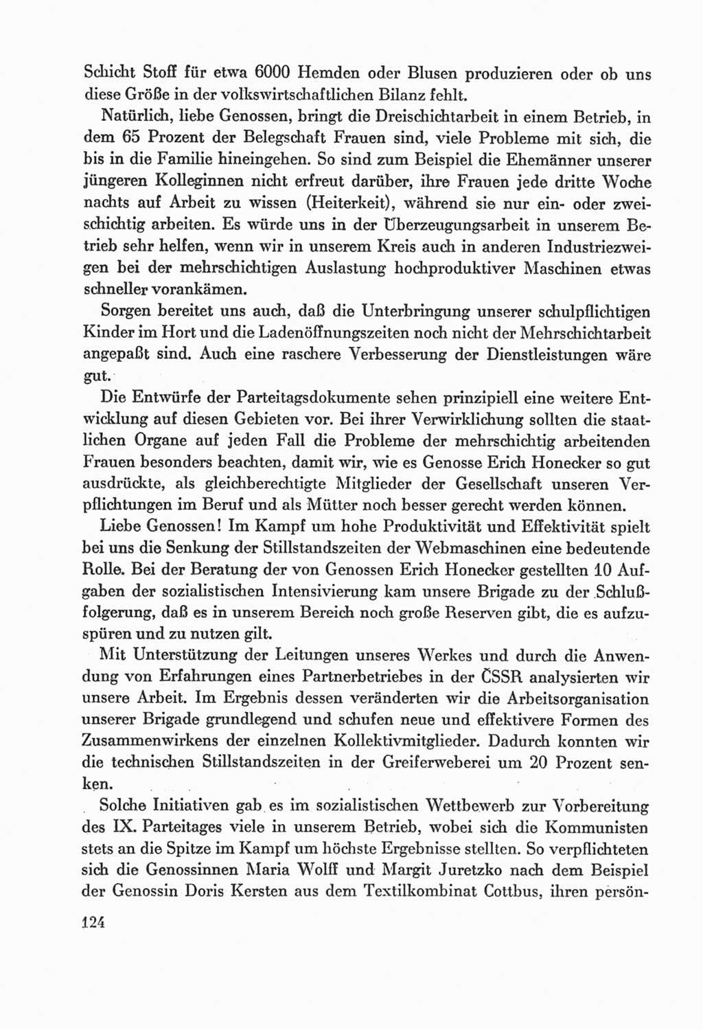 Protokoll der Verhandlungen des Ⅸ. Parteitages der Sozialistischen Einheitspartei Deutschlands (SED) [Deutsche Demokratische Republik (DDR)] 1976, Band 2, Seite 124 (Prot. Verh. Ⅸ. PT SED DDR 1976, Bd. 2, S. 124)