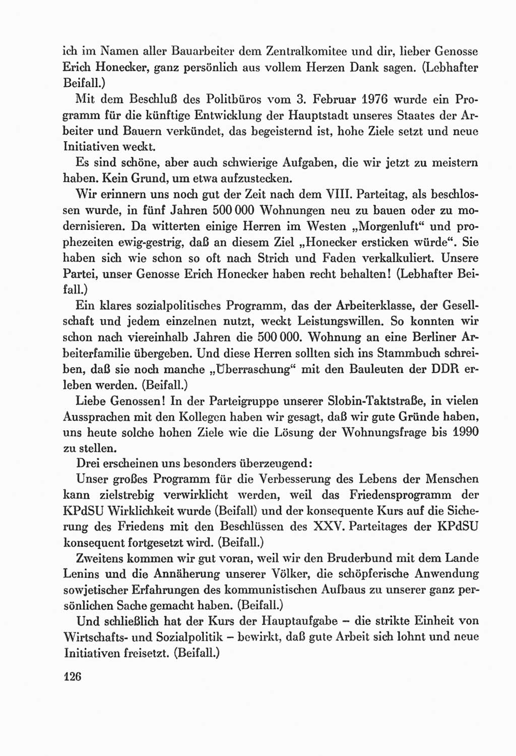 Protokoll der Verhandlungen des Ⅸ. Parteitages der Sozialistischen Einheitspartei Deutschlands (SED) [Deutsche Demokratische Republik (DDR)] 1976, Band 2, Seite 126 (Prot. Verh. Ⅸ. PT SED DDR 1976, Bd. 2, S. 126)