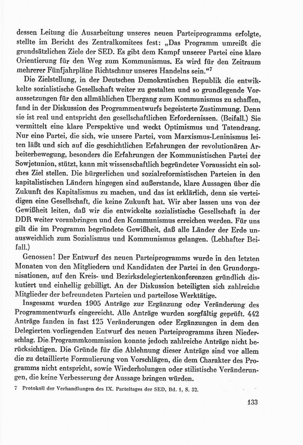 Protokoll der Verhandlungen des Ⅸ. Parteitages der Sozialistischen Einheitspartei Deutschlands (SED) [Deutsche Demokratische Republik (DDR)] 1976, Band 2, Seite 133 (Prot. Verh. Ⅸ. PT SED DDR 1976, Bd. 2, S. 133)