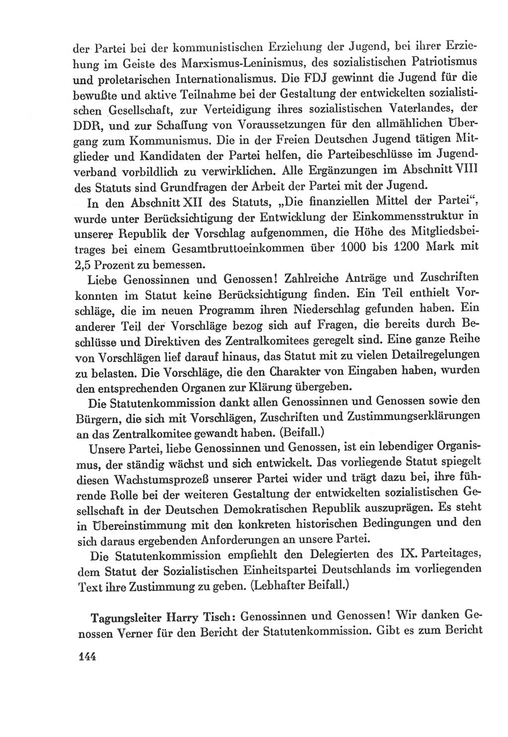 Protokoll der Verhandlungen des Ⅸ. Parteitages der Sozialistischen Einheitspartei Deutschlands (SED) [Deutsche Demokratische Republik (DDR)] 1976, Band 2, Seite 144 (Prot. Verh. Ⅸ. PT SED DDR 1976, Bd. 2, S. 144)