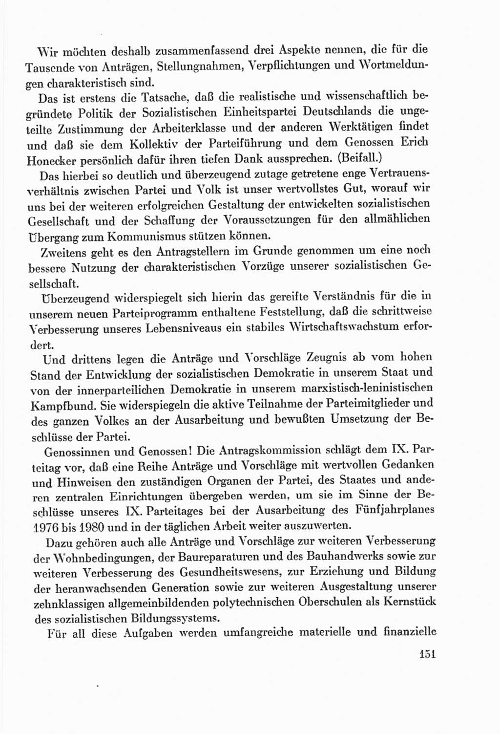 Protokoll der Verhandlungen des Ⅸ. Parteitages der Sozialistischen Einheitspartei Deutschlands (SED) [Deutsche Demokratische Republik (DDR)] 1976, Band 2, Seite 151 (Prot. Verh. Ⅸ. PT SED DDR 1976, Bd. 2, S. 151)
