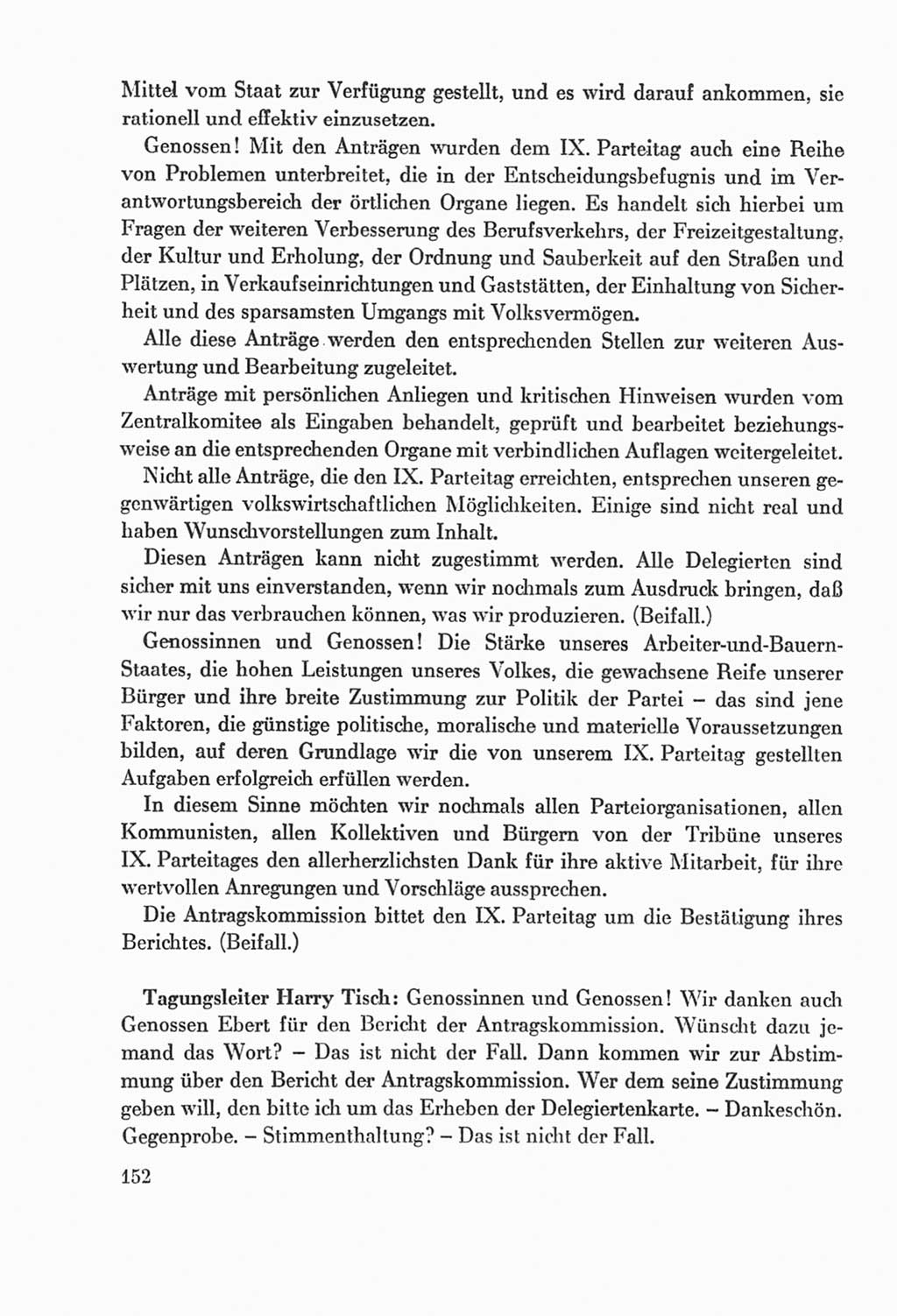 Protokoll der Verhandlungen des Ⅸ. Parteitages der Sozialistischen Einheitspartei Deutschlands (SED) [Deutsche Demokratische Republik (DDR)] 1976, Band 2, Seite 152 (Prot. Verh. Ⅸ. PT SED DDR 1976, Bd. 2, S. 152)