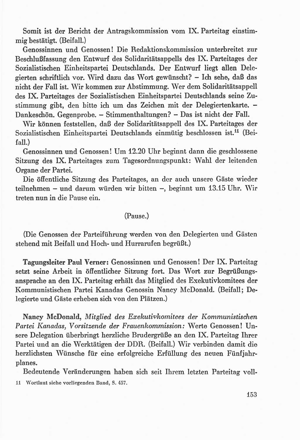 Protokoll der Verhandlungen des Ⅸ. Parteitages der Sozialistischen Einheitspartei Deutschlands (SED) [Deutsche Demokratische Republik (DDR)] 1976, Band 2, Seite 153 (Prot. Verh. Ⅸ. PT SED DDR 1976, Bd. 2, S. 153)