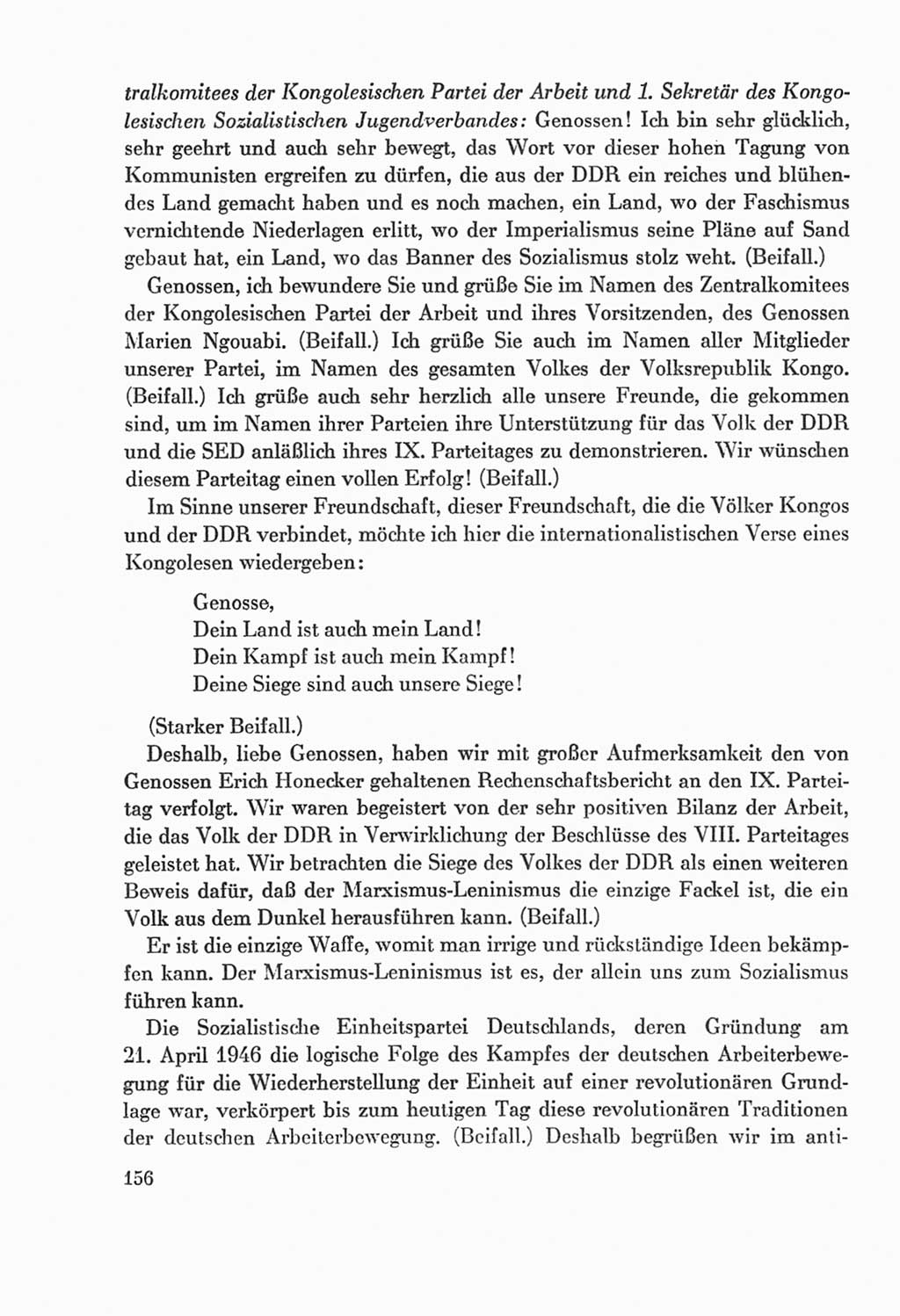 Protokoll der Verhandlungen des Ⅸ. Parteitages der Sozialistischen Einheitspartei Deutschlands (SED) [Deutsche Demokratische Republik (DDR)] 1976, Band 2, Seite 156 (Prot. Verh. Ⅸ. PT SED DDR 1976, Bd. 2, S. 156)