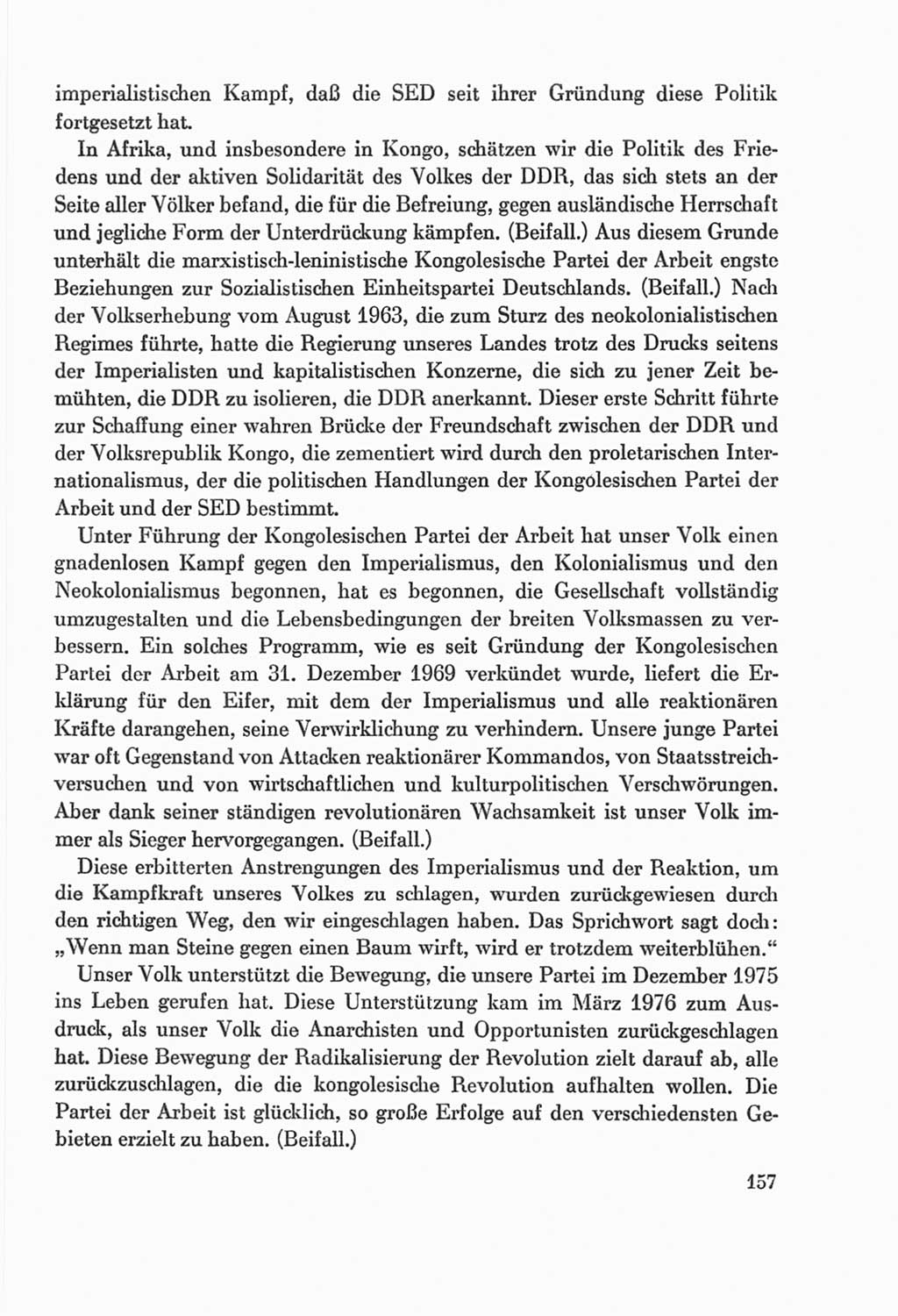 Protokoll der Verhandlungen des Ⅸ. Parteitages der Sozialistischen Einheitspartei Deutschlands (SED) [Deutsche Demokratische Republik (DDR)] 1976, Band 2, Seite 157 (Prot. Verh. Ⅸ. PT SED DDR 1976, Bd. 2, S. 157)