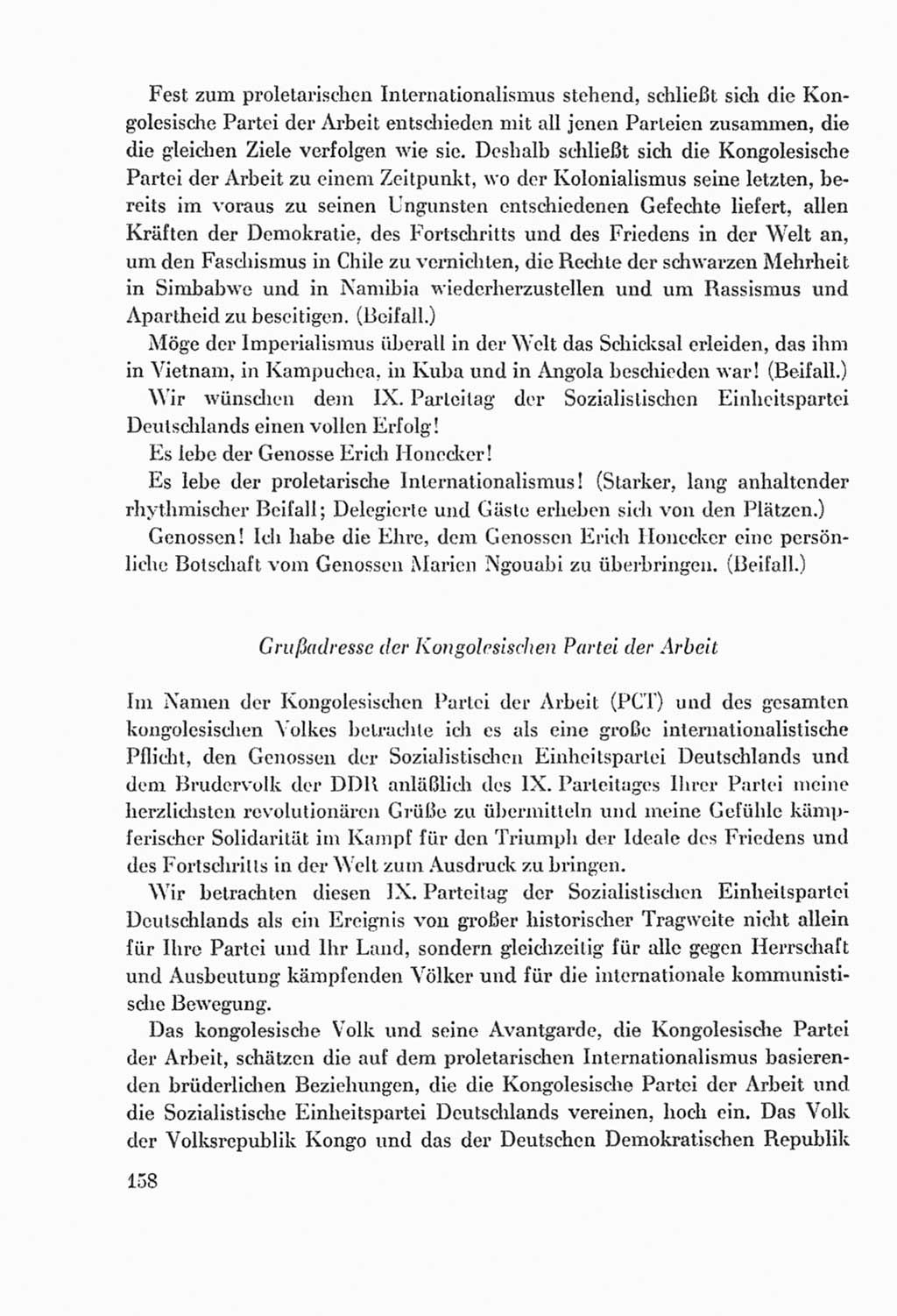 Protokoll der Verhandlungen des Ⅸ. Parteitages der Sozialistischen Einheitspartei Deutschlands (SED) [Deutsche Demokratische Republik (DDR)] 1976, Band 2, Seite 158 (Prot. Verh. Ⅸ. PT SED DDR 1976, Bd. 2, S. 158)