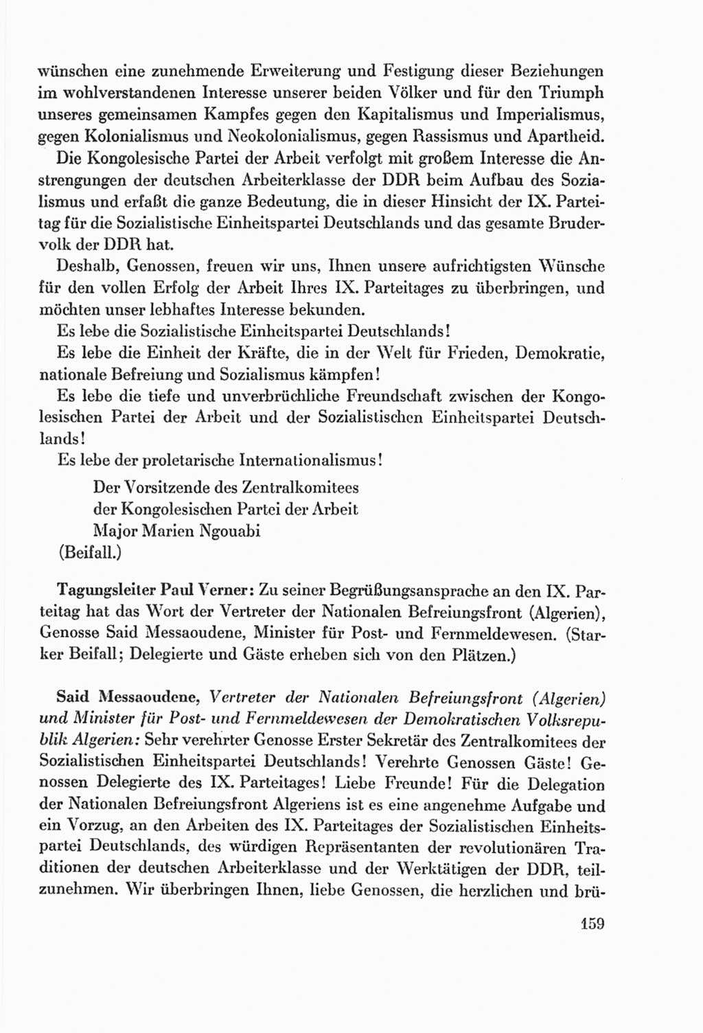 Protokoll der Verhandlungen des Ⅸ. Parteitages der Sozialistischen Einheitspartei Deutschlands (SED) [Deutsche Demokratische Republik (DDR)] 1976, Band 2, Seite 159 (Prot. Verh. Ⅸ. PT SED DDR 1976, Bd. 2, S. 159)