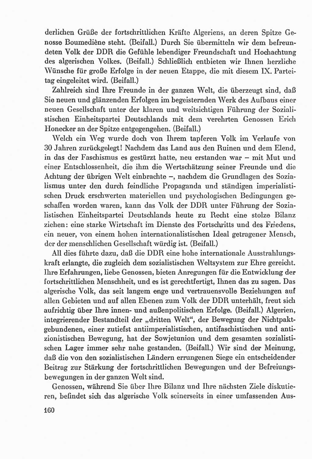 Protokoll der Verhandlungen des Ⅸ. Parteitages der Sozialistischen Einheitspartei Deutschlands (SED) [Deutsche Demokratische Republik (DDR)] 1976, Band 2, Seite 160 (Prot. Verh. Ⅸ. PT SED DDR 1976, Bd. 2, S. 160)