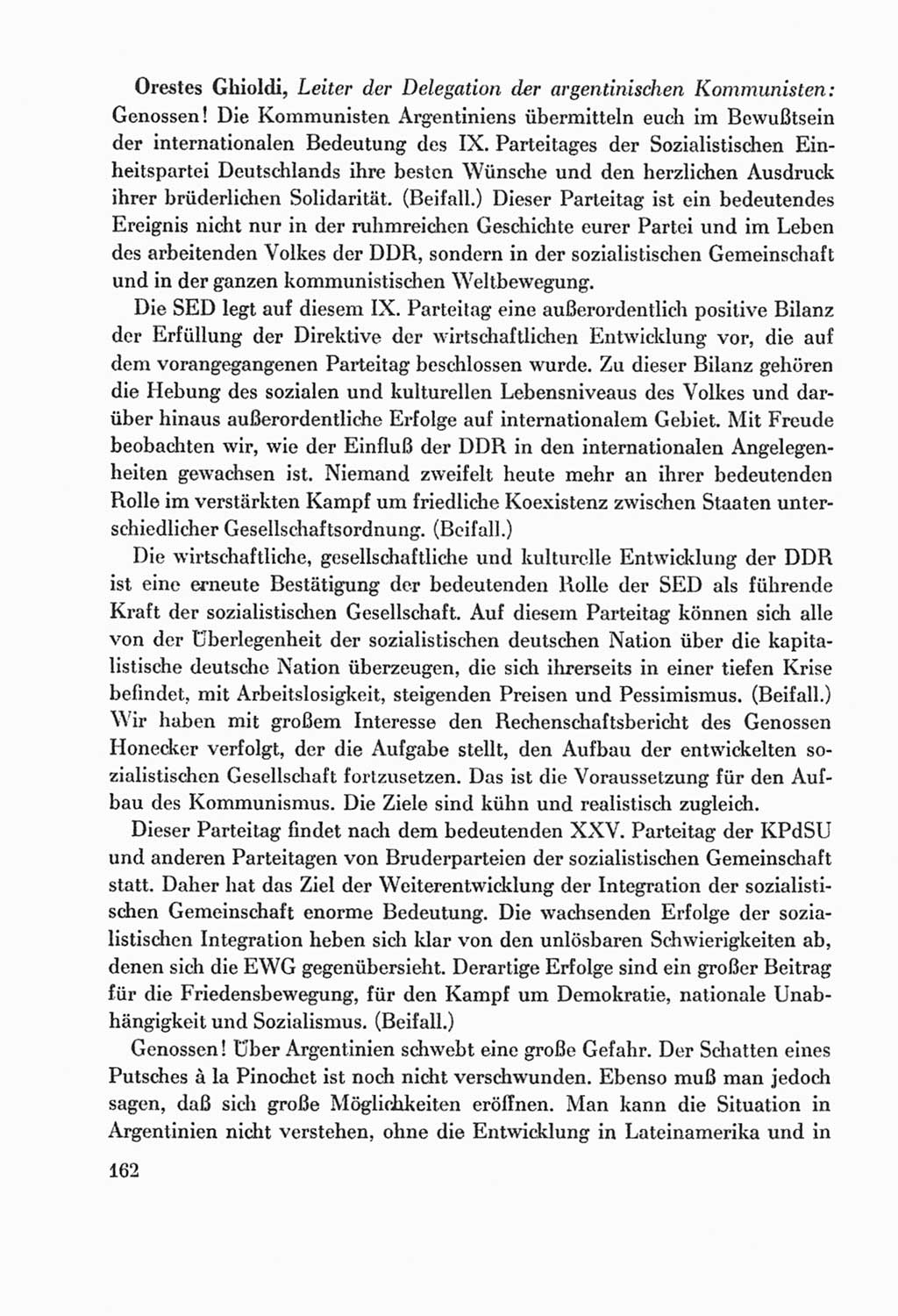 Protokoll der Verhandlungen des Ⅸ. Parteitages der Sozialistischen Einheitspartei Deutschlands (SED) [Deutsche Demokratische Republik (DDR)] 1976, Band 2, Seite 162 (Prot. Verh. Ⅸ. PT SED DDR 1976, Bd. 2, S. 162)