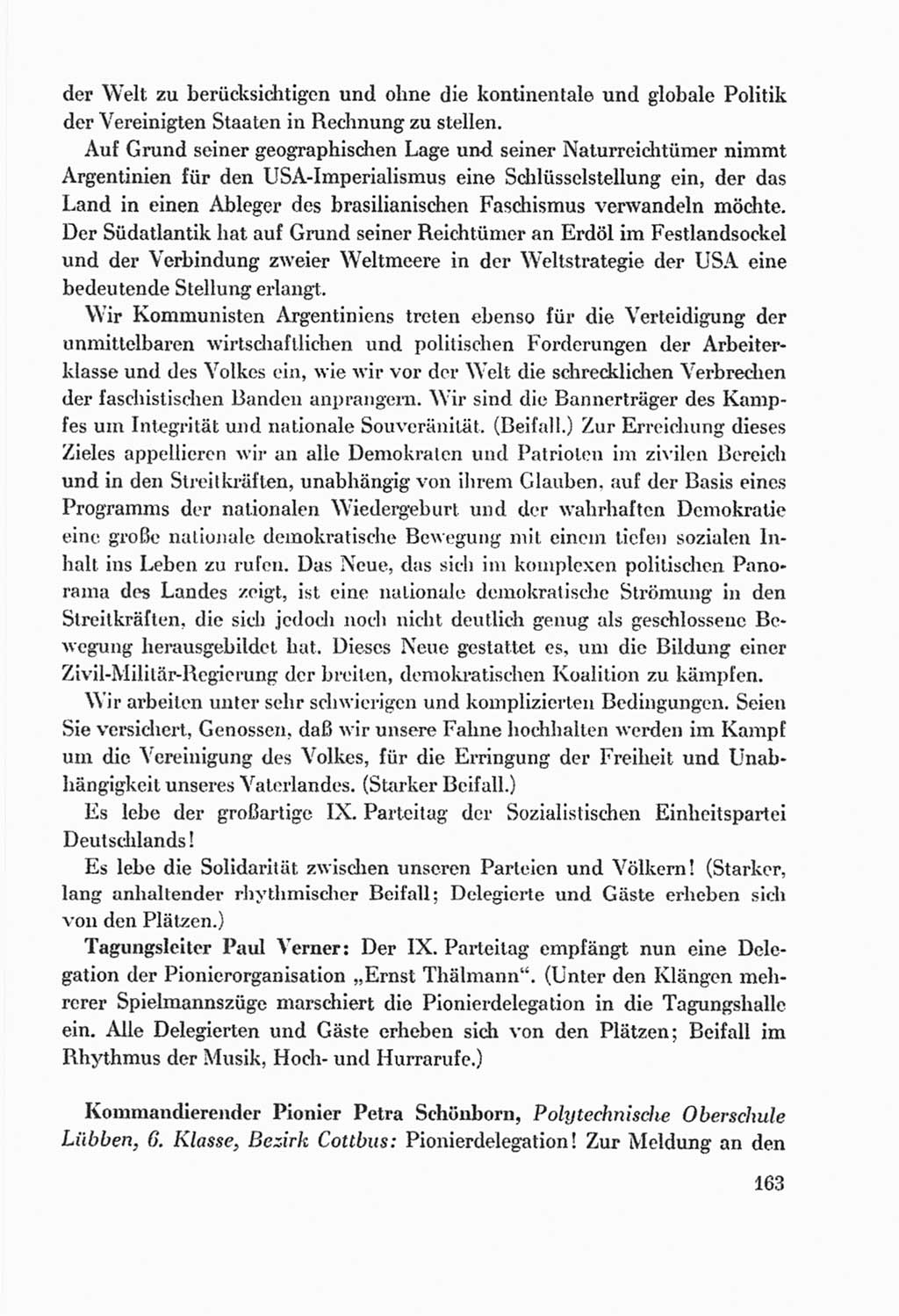 Protokoll der Verhandlungen des Ⅸ. Parteitages der Sozialistischen Einheitspartei Deutschlands (SED) [Deutsche Demokratische Republik (DDR)] 1976, Band 2, Seite 163 (Prot. Verh. Ⅸ. PT SED DDR 1976, Bd. 2, S. 163)
