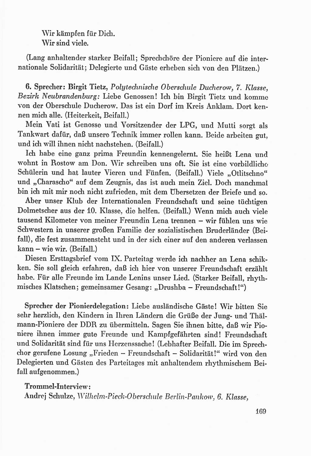 Protokoll der Verhandlungen des Ⅸ. Parteitages der Sozialistischen Einheitspartei Deutschlands (SED) [Deutsche Demokratische Republik (DDR)] 1976, Band 2, Seite 169 (Prot. Verh. Ⅸ. PT SED DDR 1976, Bd. 2, S. 169)