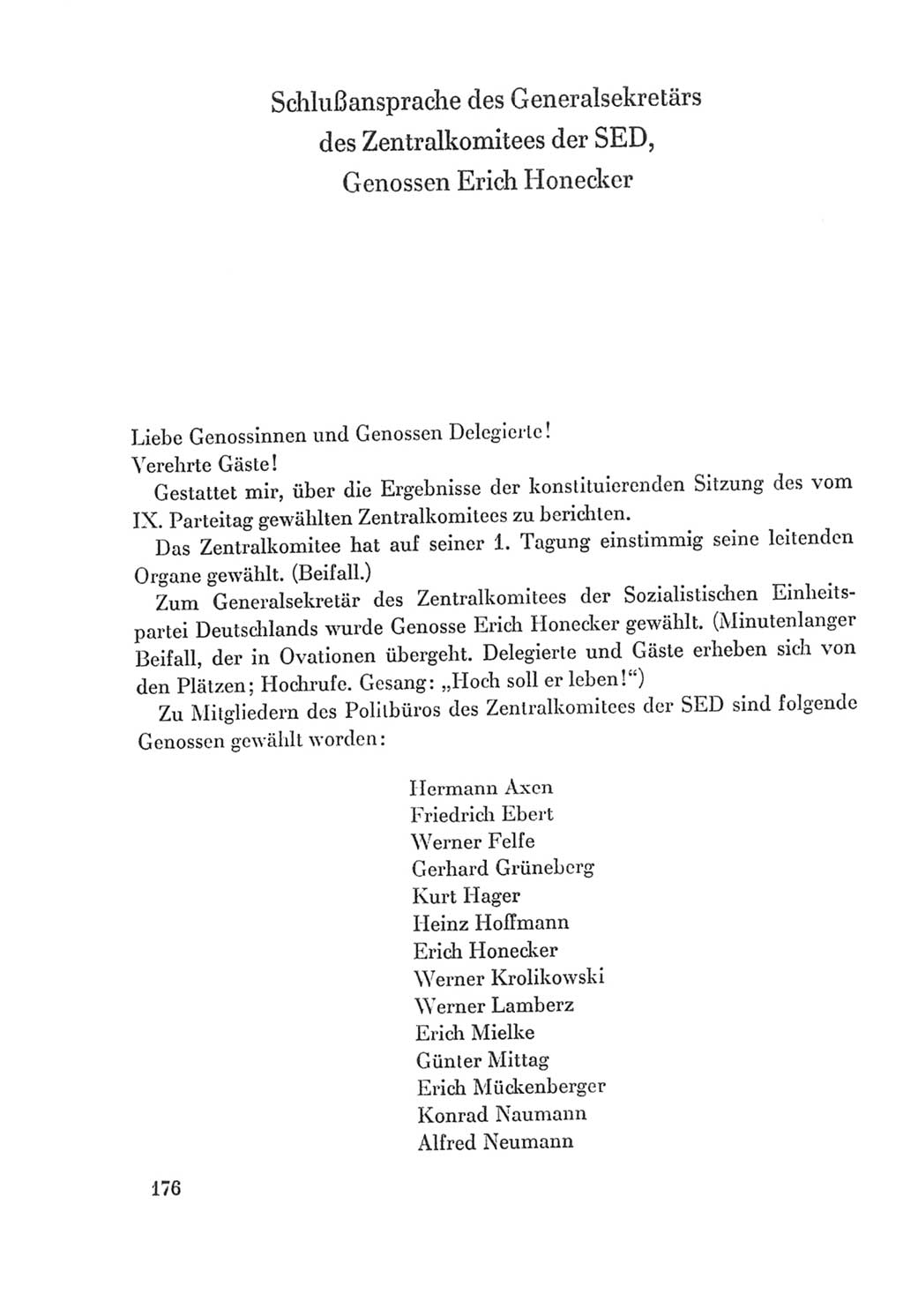 Protokoll der Verhandlungen des Ⅸ. Parteitages der Sozialistischen Einheitspartei Deutschlands (SED) [Deutsche Demokratische Republik (DDR)] 1976, Band 2, Seite 176 (Prot. Verh. Ⅸ. PT SED DDR 1976, Bd. 2, S. 176)