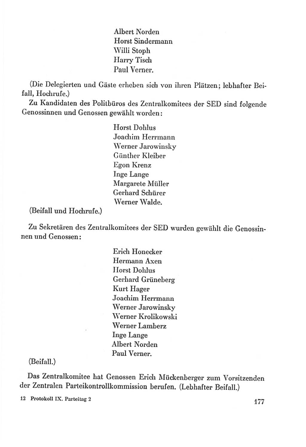 Protokoll der Verhandlungen des Ⅸ. Parteitages der Sozialistischen Einheitspartei Deutschlands (SED) [Deutsche Demokratische Republik (DDR)] 1976, Band 2, Seite 177 (Prot. Verh. Ⅸ. PT SED DDR 1976, Bd. 2, S. 177)