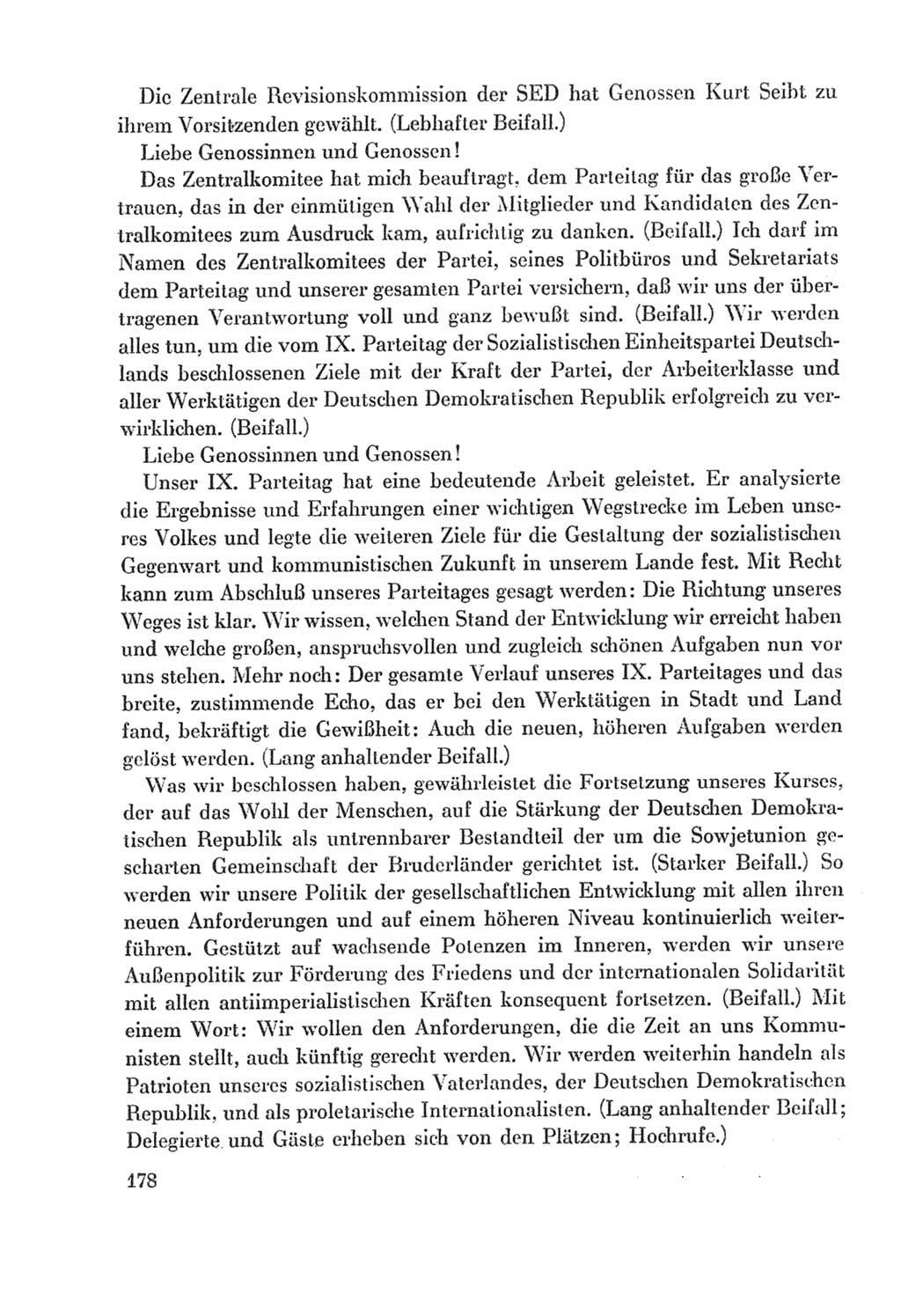 Protokoll der Verhandlungen des Ⅸ. Parteitages der Sozialistischen Einheitspartei Deutschlands (SED) [Deutsche Demokratische Republik (DDR)] 1976, Band 2, Seite 178 (Prot. Verh. Ⅸ. PT SED DDR 1976, Bd. 2, S. 178)