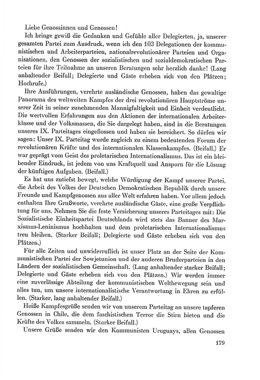 Protokoll der Verhandlungen des Ⅸ. Parteitages der Sozialistischen Einheitspartei Deutschlands (SED) [Deutsche Demokratische Republik (DDR)] 1976, Band 2, Seite 179 (Prot. Verh. Ⅸ. PT SED DDR 1976, Bd. 2, S. 179)