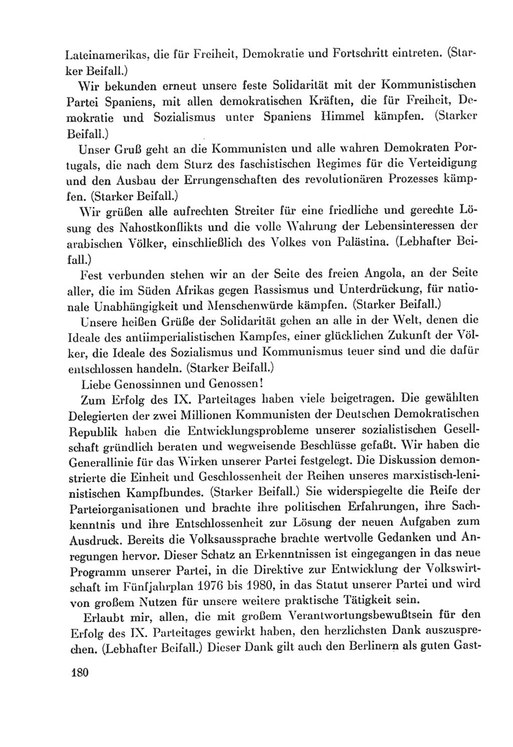 Protokoll der Verhandlungen des Ⅸ. Parteitages der Sozialistischen Einheitspartei Deutschlands (SED) [Deutsche Demokratische Republik (DDR)] 1976, Band 2, Seite 180 (Prot. Verh. Ⅸ. PT SED DDR 1976, Bd. 2, S. 180)