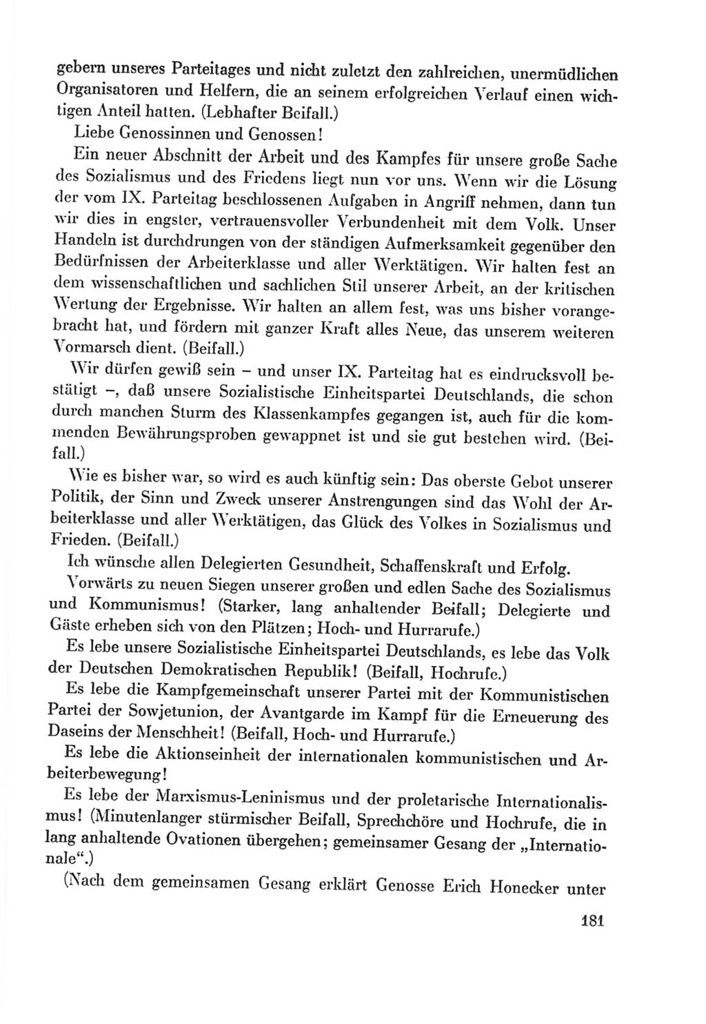 Protokoll der Verhandlungen des Ⅸ. Parteitages der Sozialistischen Einheitspartei Deutschlands (SED) [Deutsche Demokratische Republik (DDR)] 1976, Band 2, Seite 181 (Prot. Verh. Ⅸ. PT SED DDR 1976, Bd. 2, S. 181)