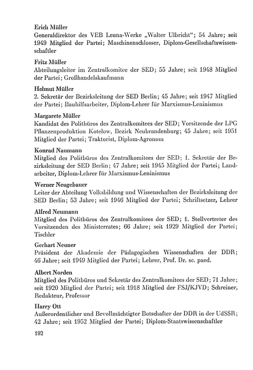 Protokoll der Verhandlungen des Ⅸ. Parteitages der Sozialistischen Einheitspartei Deutschlands (SED) [Deutsche Demokratische Republik (DDR)] 1976, Band 2, Seite 192 (Prot. Verh. Ⅸ. PT SED DDR 1976, Bd. 2, S. 192)