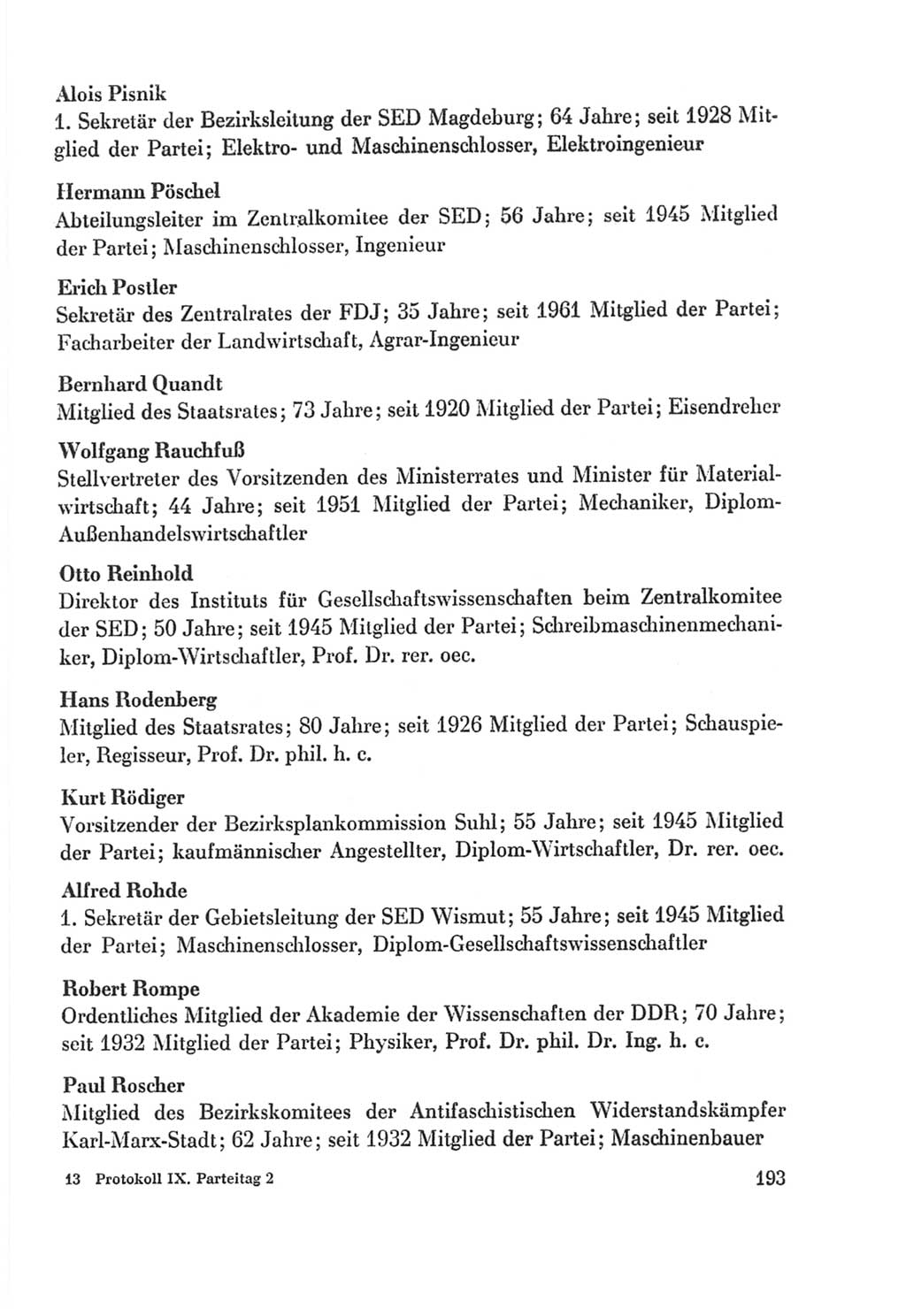 Protokoll der Verhandlungen des Ⅸ. Parteitages der Sozialistischen Einheitspartei Deutschlands (SED) [Deutsche Demokratische Republik (DDR)] 1976, Band 2, Seite 193 (Prot. Verh. Ⅸ. PT SED DDR 1976, Bd. 2, S. 193)