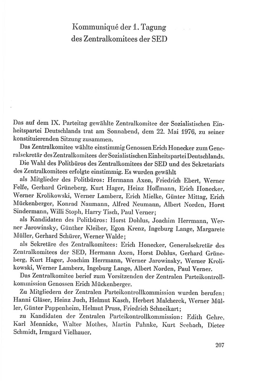Protokoll der Verhandlungen des Ⅸ. Parteitages der Sozialistischen Einheitspartei Deutschlands (SED) [Deutsche Demokratische Republik (DDR)] 1976, Band 2, Seite 207 (Prot. Verh. Ⅸ. PT SED DDR 1976, Bd. 2, S. 207)
